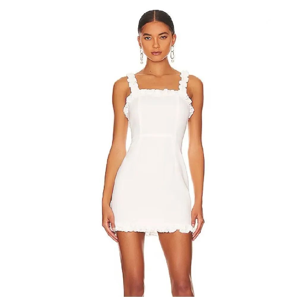 Superdown Arabella White Ruffle Detailed Mini Dress